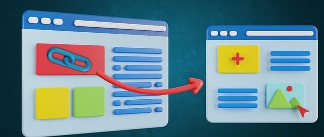 An illustration that shows one webpage linked to another.