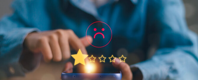 Person selecting a one star rating on a negative business review